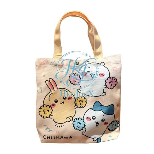 [HkoJncX] ちいかわ キャラクタートートバッグ うさぎ・ハチワレ デザイン ショルダー対応 エコバッグ 肩掛け・斜め掛け 収納しやすい 買い物用 通勤・通学 男女兼用 ギフト向け (イエロー)