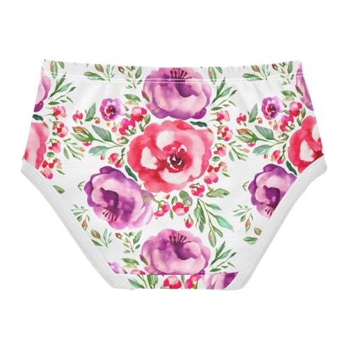 Animal Toddler Underwear Custom 2t Cotton Panties for Girl Watercolor Flowers Pink Purple Kids Briefs Undies2