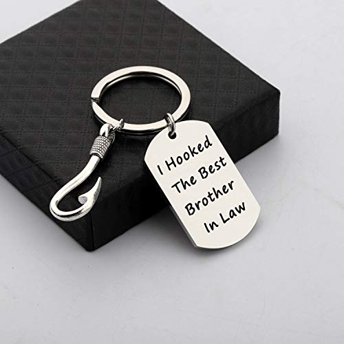 Image of CENWA Brother in Law Gift Brother of The Bride Keychain I Hooked The Best Brother In Law Keychain Wedding Gift for Brother (Brother in Law K)