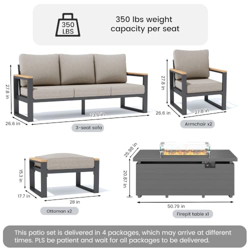Image of Sundale Outdoor Aluminum Patio Furniture Set, 6 Piece Conversation Sets