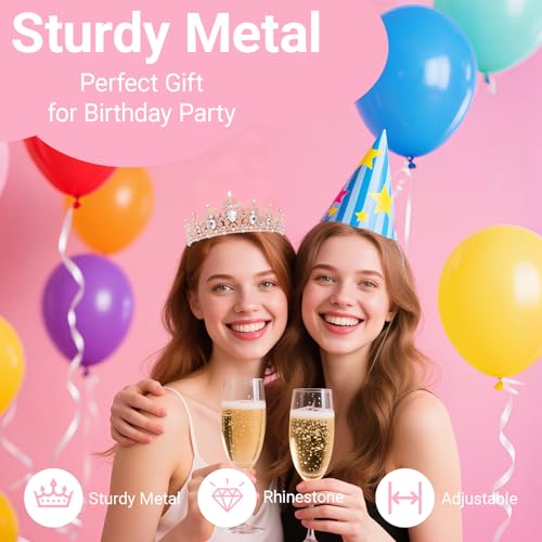 Birthday Tiara and Crown with Sash, Birthday Tiara for Women Party (Rose)