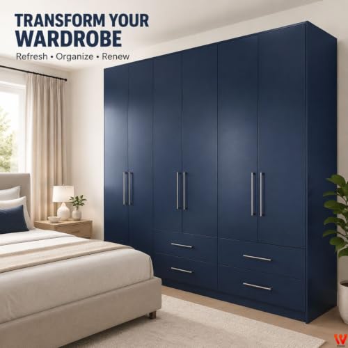 Image of WISDOM Navy Blue Matte Decorative Vinyl Sheet Self Adhesive Wallpaper for Kitchen Cabinets, Furniture Makeover, Wardrobe, Table & Drawers (20X200 in)