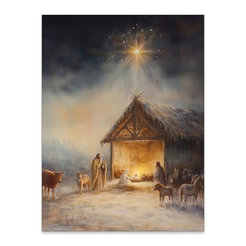 Haitunone Religious Christian Posters Nativity Scene
