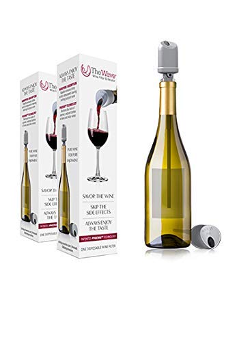 PureWine La Onda por | Filtrar el Vino y aireador | Elimina Tanto histaminas y sulfito conservantes, by-The-Botella | No Hay más Dolores de Cabeza Vino (2-Pack) Plata