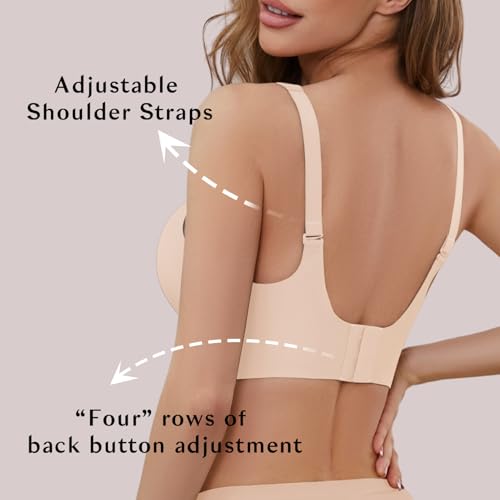 Image of MOEOZLLO Wireless Bras for Women Seamless No Underwire Water Bra Push Up Full Coverage Supportive T Shirt Everyday Bras