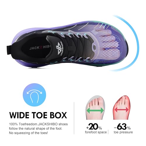 Image of JACKSHIBO Wide Toe Box Shoes Men Arch Support Slip On Zero Drop Sneakers | Slip in, Orthopedic Plantar Fasciitis, Running Walking Athletic, Tennis Workout Gym, Hands Free, Width, Thick Cushion Sole