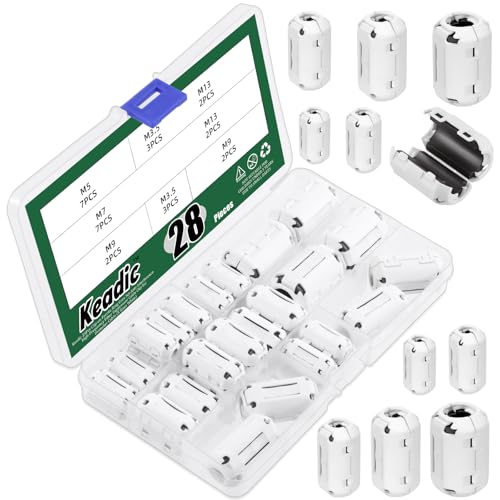 Ya en mundofriki.es: Keadic 28 unidades de 3,5 mm/5 mm/7 mm/9 mm/13 mm Clip-on Ferrite Ring Core Assortment Set, Cable RFI EMI Reductor de Ruido Filtro para USB/Audio/Video Power Cable
