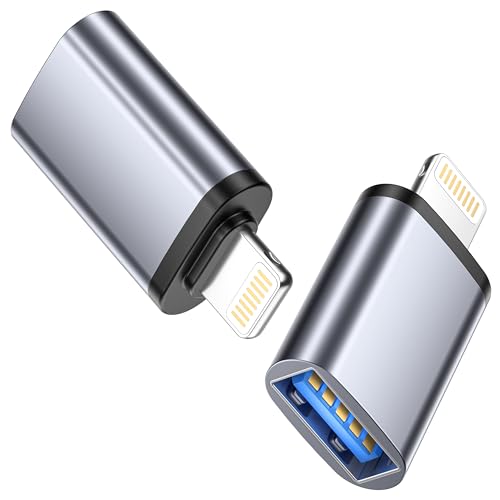 Adaptateur USB vers Lightning (Lot de 2), Adaptateur USB iPhone Adaptateur OTG USB 3.0 Pour iPhone 14 13 12 11 Pro Max/iPad Pro,Air, Compatible avec clés USB,...