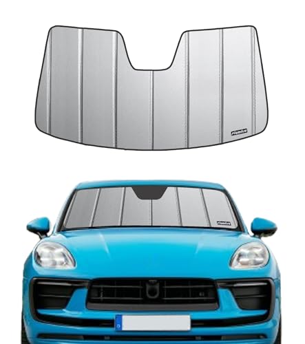 Pigenius Windshield Sun Shade for Porsche Macan 2015-2026 Not for Macn ev Premium Grey Leather Finish