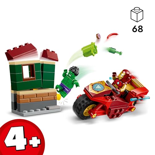 | Marvel Iron Man con Moto e The Hulk, Giocattolo da Costruire con 2 Minifigure di Supereroi e Casa da Demolire, Giochi Creativi per Bambini e Bambine da 4 Anni, Set Avengers da Collezione 76287 - Lego - Immagine 1