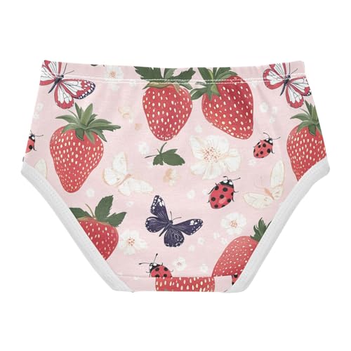 Wusikd Strawberry Ladybugs Girls' Underwear Cotton Pink Girls Briefs Soft Toddler Underwear 2T2