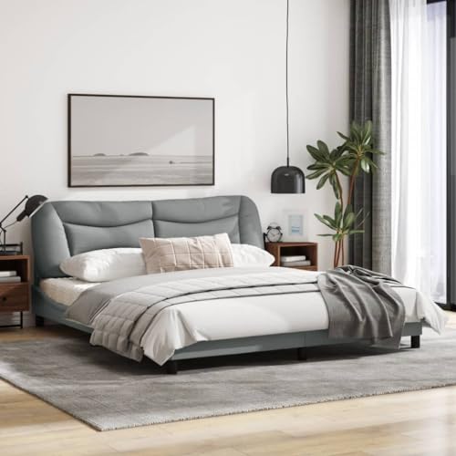 Faroom Polsterbett 180x200 cm mit Lattenrost Stoffbett Jugendbett Einzelbett Gepolstertes Doppelbett Bett mit Kopfteil Bettrahmen, Hellgrau