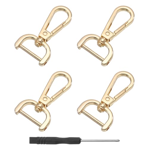 Quarkzman 4 Ganchos De Langosta Giratorios Desmontables, 20mm 3 4 Anillo En D, Gancho De Langosta De Metal Con Destornillador Para Hacer Bolsos, Llaveros, Dorado