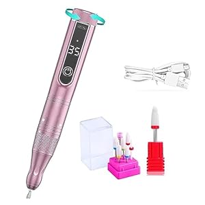 Electric Nail Drill Machine, 3500 Electric Nail Drill Machine Cordless Rechargeable Nail Drill for Gel Polishing Nail Drill Pen Salon Nail Equipment Professional Nail Art Salon (3500 Pink Set A)