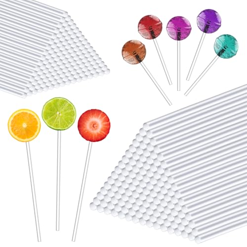 SYEYCW 100 Piezas Palitos Acrílicos para Piruletas, 4 Pulgadas y 6 Pulgadas Palitos Reutilizables para Tartas Transparentes, para Hacer Piruletas, Tartas, Galletas, Chocolate, Caramelos, Postres