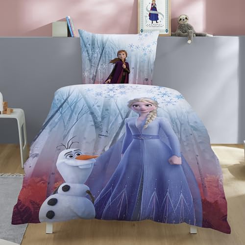 Disney Frozen Mädchenbettwäsche Set mit ELSA & Anna Motiv (2-teilig) -...