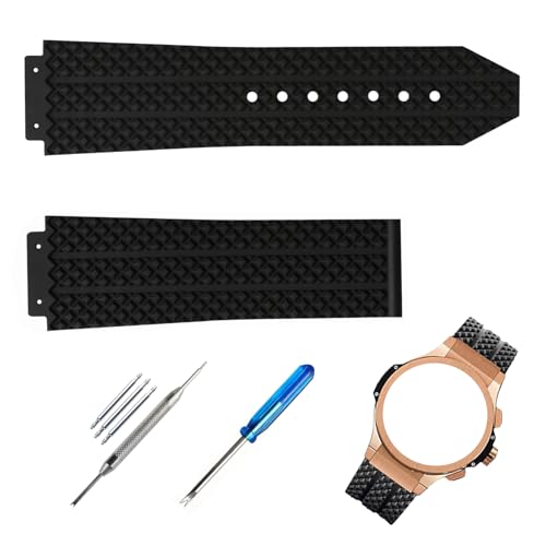Topuly Rubber Watch Band replacement for Hublot Silicone Strap Wirstband accessories for Men and Women(Zuanshi)