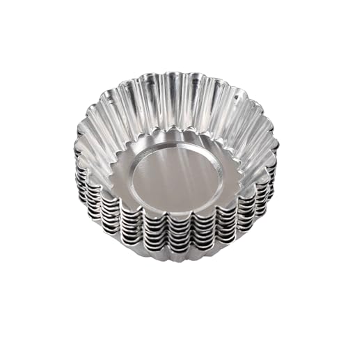 yueton 10 mini moldes de aluminio reutilizables para tartas, moldes antiadherentes, herramientas para hornear tartaletas para huevos, quiches, postres