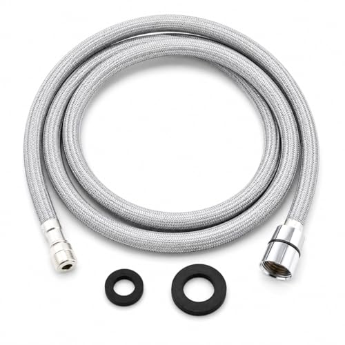 Tuyau de Rechange pour Robinetterie M15 x G1/2 Evier Cuisine, 150 cm, Flexible Robinet Cuisine Résistant en Nylon avec Tuyau de Rechange, Extension Robinet Cuisine pour Mitigeur de Cuisine