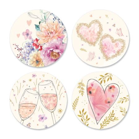 Current Sweet Wedding Seals - Set of 24 Envelope Seals, 1 1/2 Inch Diameter