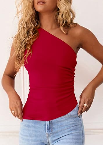 Image of PRETTYGARDEN One Shoulder Summer Tops for Women