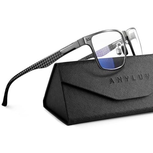 Image of ANYLUV Blue Light Glasses Men, Relieve Eyestrain and Eye Protection, Al-Mg Metal Computer Blue Light Blocking Glasses