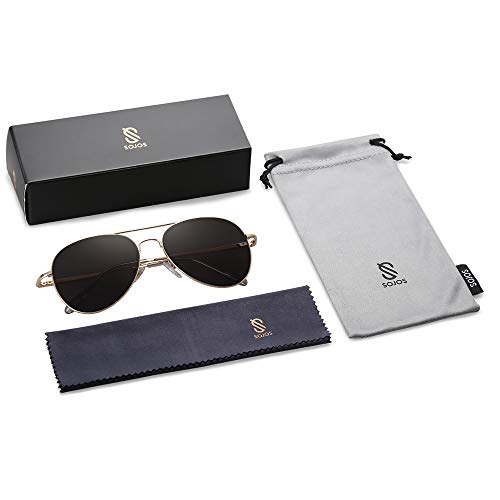 Image of SOJOS Classic Aviator Sunglasses for Women Men Metal Frame Spring Hinges SJ1030