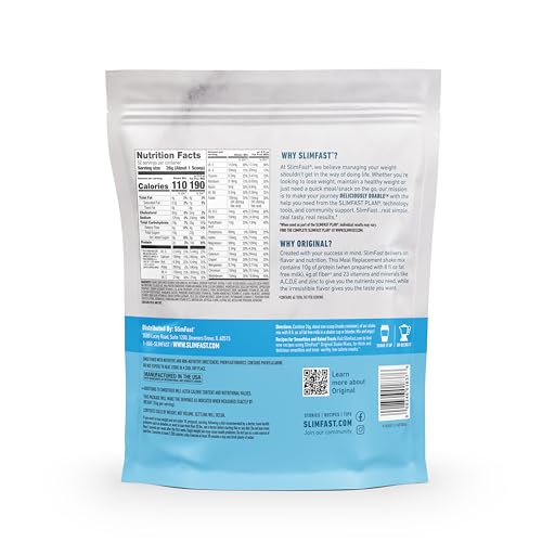 SlimFast Meal Replacement Powder, Original Rich Chocolate Royale, Weight Loss Shake Mix, 10g of Protein, 52 Servings (Packaging May Vary)