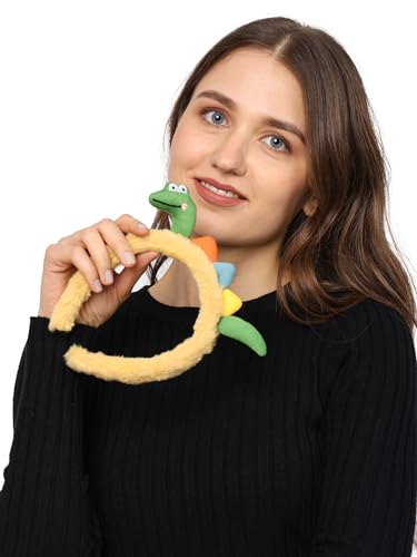 Image of Radhu & Kabby Dino Hairband For Women /Girls | Cartoon Hair Hoop Animal Headwear | Plush Animal Headwears | Soft And Comfortable | Yellow color | All Occasion | Same As Pic | 1 pc