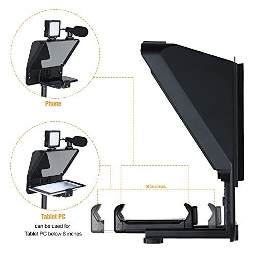 Image of Andoer A10 Portable Smartphone DSLR Camera Teleprompter Prompter with Phone Holder Remote Control for Video Recording Live Streaming Interview Stage Presentation Speech
