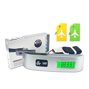 2-in-1 Travel Set: Luggage Scale + 2 Silicone Tags, Writable Name & Phone to Prevent Loss, 110 lbs Capacity, LCD Display, Ideal for Travel Bags