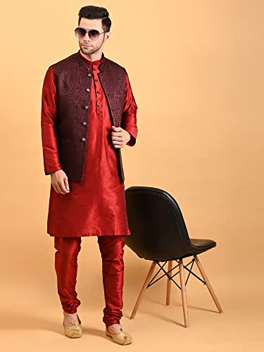 Image of Uri and MacKenzie Men's Silk Blend Kurta Pajama with Designer Ethnic Nehru Jacket /Modi Jacket