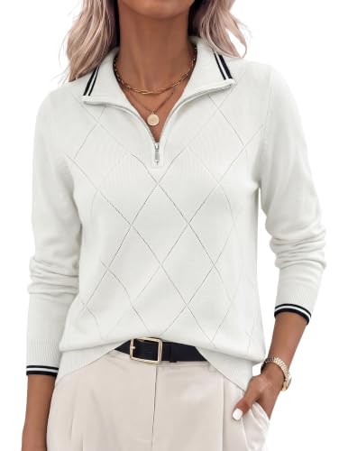 Image of JACK SMITH Quarter Zip Pullover Sweaters for Womens, Rib Polo Sweater Tops