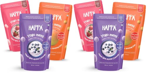 Image of Happa Fruit & Greek Yogurt Melts | 100% Fruit & Yogurt Candy for Babies, Kids & Adults | No Colours, No Artificial Flavours | Melt-in-Mouth | 8M+ | 20g Pack of 6