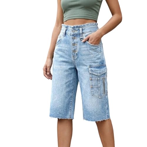 Jean 7/8 pour femme taille haute coupe large stretch vintage