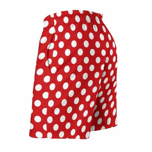 Hawaiian Shorts for Men - White Polka Dot Bright Red Print Quick Dry Mens Swim Trunks Bathing Suits with Mesh Lining4