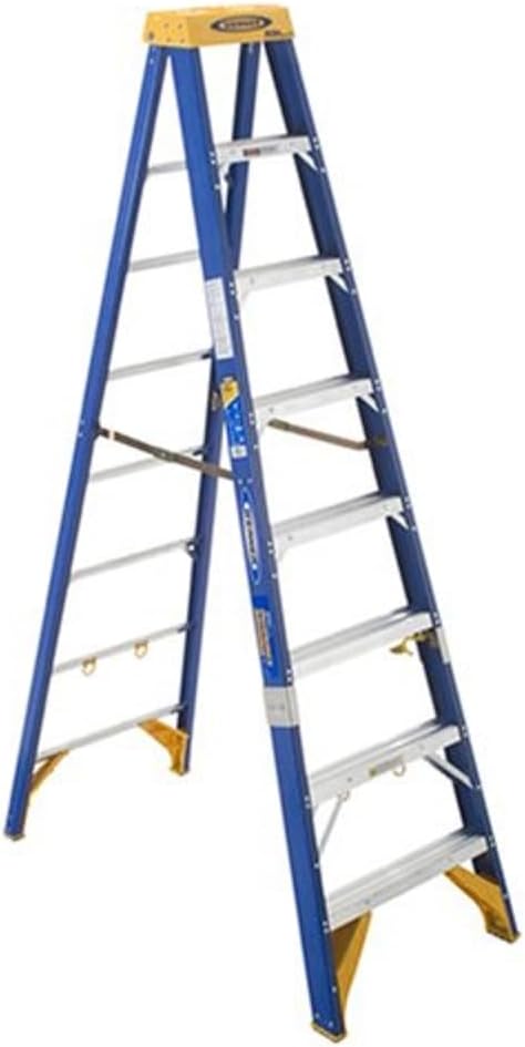 Werner OBEL08 Old Blue Electricians 375-Pound Duty Rating Fiberglass Stepladder/Job Station, 8-Foot