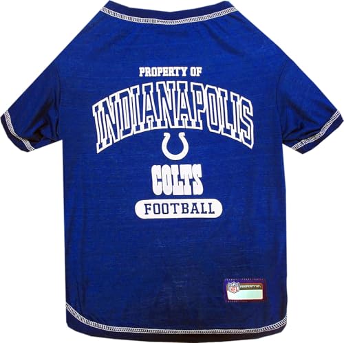Image of NFL Indianapolis Colts Dog T-shirt Small. - Licensed Shirt for Pets Team Colored with Team Logos- Premium Stretchable Materials for the comfort of your Dog & Cat