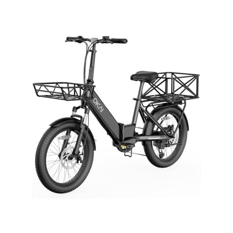OKAI Electric Bike for Adults, 59 Miles Range Folding E Bike, 672W Motor UP to 20 MPH, 48V Removable Battery, Adult Electric Bicycle with Suspension Fork and 20" Fat Tire, 7 Speed, Women/Men Cover