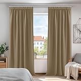 Deconovo Cortinas Salon Modernas 2 Piezas 280 Alto Cortinas Termicas Aislantes Frio Y Calor Cortinas Opacas con Bolsillo Fruncido de la Barra para Dormitorio 140 x 280 cm Caqui