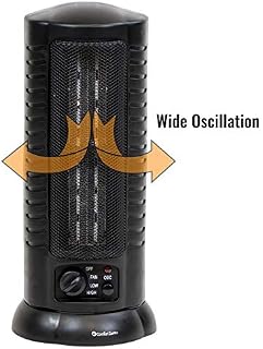 Comfort Zone Ceramic Heater/Tower Oscillating Heater - Electric, Portable with 80 Degrees Wide