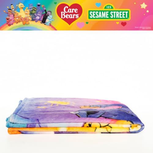 Image of Franco Care Bears x Sesame Street Nostalgic Kids Bedding Super Soft Cozy Plush Throw, 46 in x 60 in, (Officially Licensed Product)