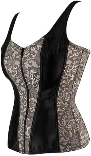Image of Women's Lace up Gothic Jacquard Shoulder Straps Tank Overbust Shaper Corset Bustiers Top
