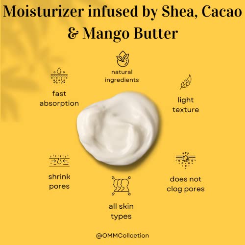 Omm Collection Natural Shea Hand & Body Lotion - Moisturizer & Lightweight Cream For Dry, Sensitive Skin -Mango & Cocoa Butter - Non Greasy & Hydrating - Vegan #TOP4