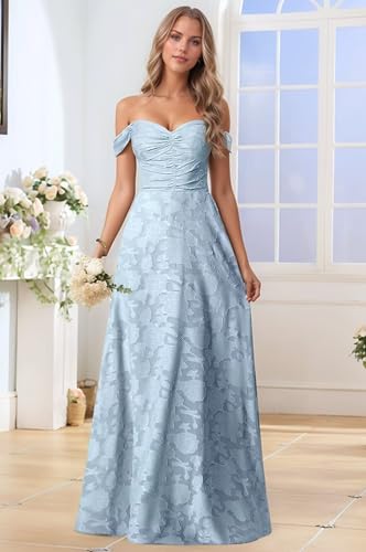 ALFEICE Lace Chiffon Jacquard Bridesmaid Dresses for Women Long Off The Shoulder Strapless Formal Wedding Guest Dress2