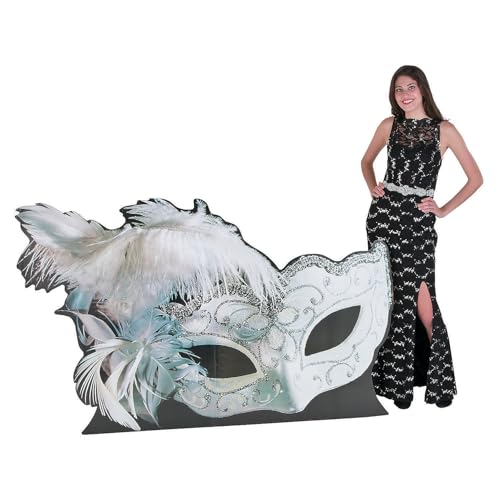 Fun Express Masquerade Ball Decorations Life Size Cardboard Cutout - 72" x 45" Giant Mask Standee for Party Photo Booth Props | Perfect for Prom, Wedding & Formal Event Decor