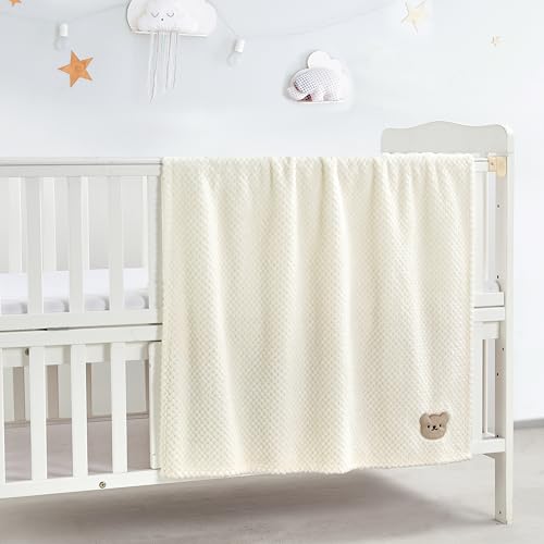 Image of CREVENT 30''X40'' Cute Cozy Fluffy Warm Baby Blanket for Girls Infants Toddlers' Bedding Crib Cot Stroller, Baby Shower Birthday Newborn's Gift Pink- Bear