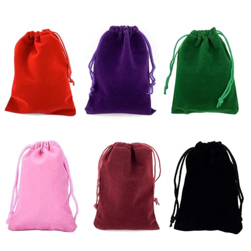HoAhaMay 30pcs Bolsa de Terciopelo para Joyería, 7X9cm con Cordón Bolsa para Joyería, Pequeña Bolsa Reutilizable con Cordón para Boda, Fiesta, Dulces, Regalos, Bolsa para Regalos (6 Colores)
