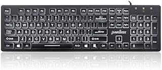 Perixx PERIBOARD-317 Wired Backlit USB Keyboard, Big Print Letter with White Illuminated LED, US English Layout