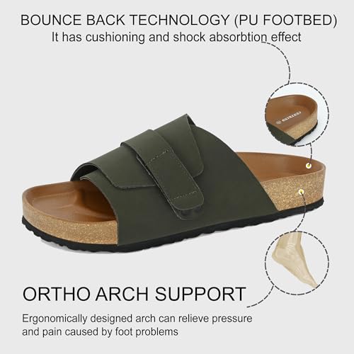 Image of Centrino Mens Cushion Sliders /Slippers| | Open Toe Design |Berkin-Style Slip-On Sandals | Lightweight & Comfortable | Arch Support | On-Grip Sole | Casual Outdoor Wear (6865)